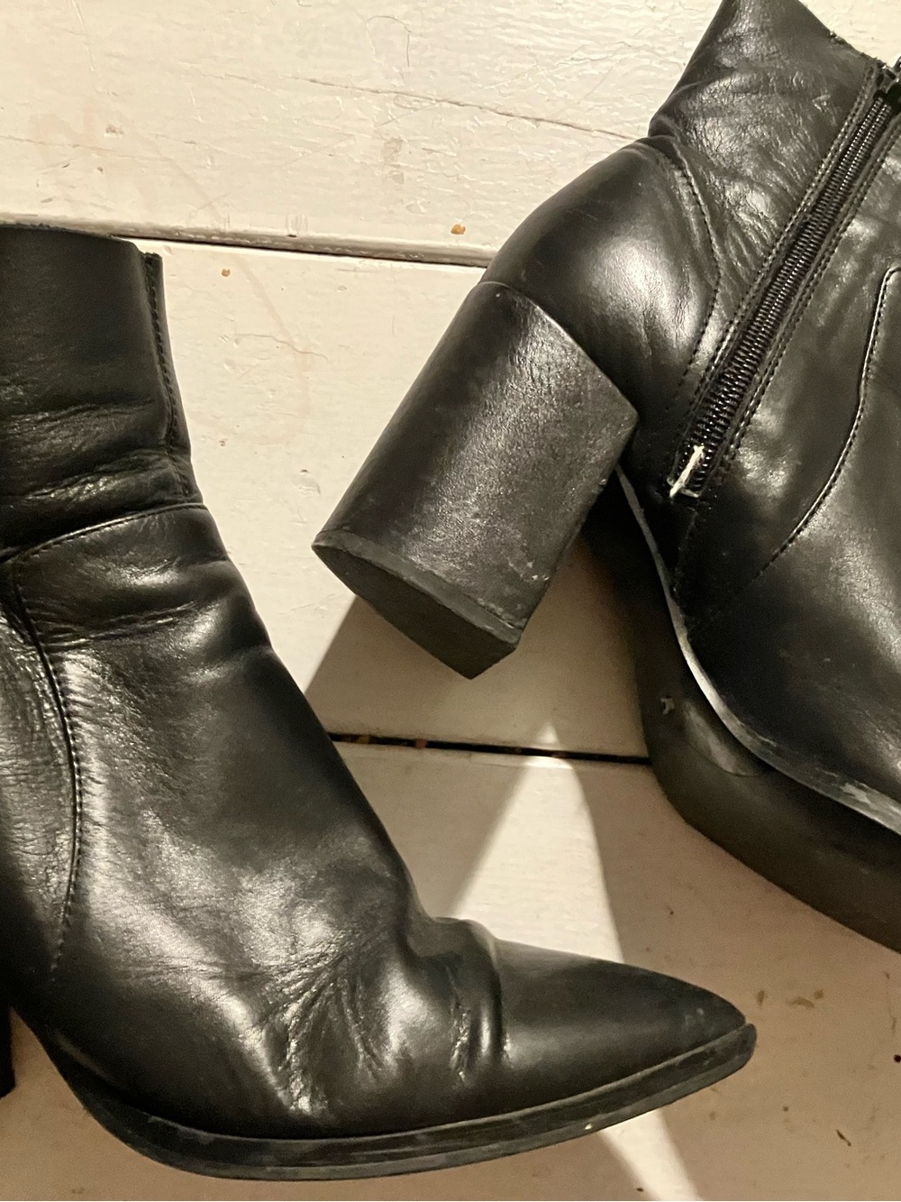 Women's Black Pointed Toe 3" Heeled Boots Real Leather Tony Bianco "Brazen" 6.5